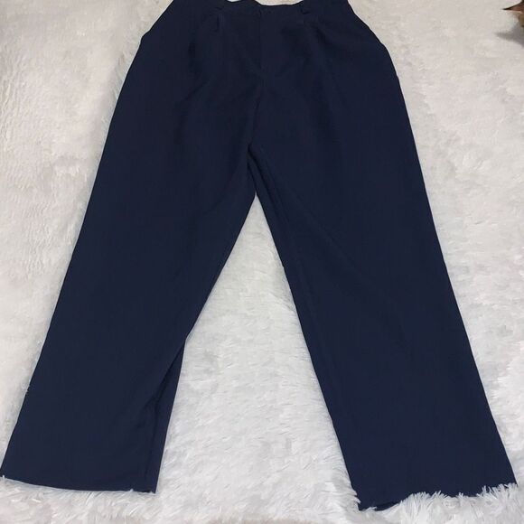 Vintage Navy High Waist Trouser Pants Size 12 Average - Picture 3 of 11